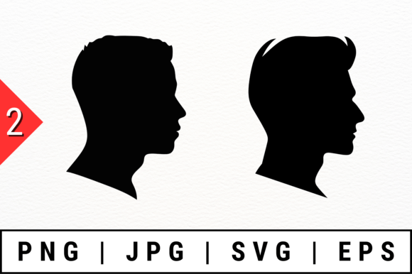 2 Male Profile Silhouettes: Graphics for Crafts