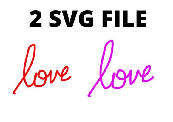 Purple Red Heart Love Typography SVG for Crafts & Graphics