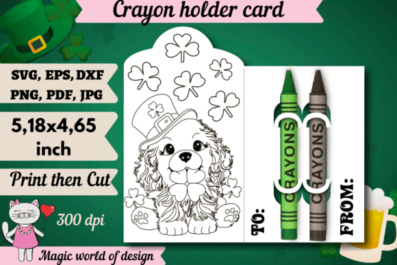 St Patrick's Day Dog Crayon Holder Graphics & Crafts