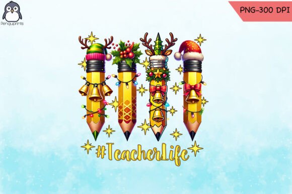Teacher Christmas Sublimation Happy PNG Graphics for Crafts